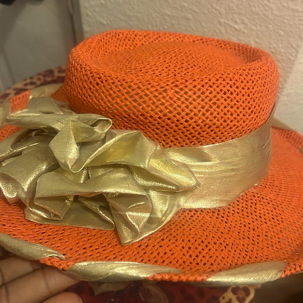 ❤️#13 Cappelli Beautiful Orange/Gold Church Lady Hat